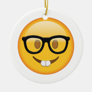 Ornement En Céramique Nerd avec lunettes - Emoji