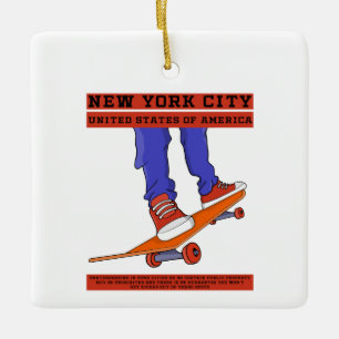Ornement En Céramique New York City, USA Cool Skateboard