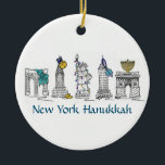Ornement En Céramique New York Hanoukka NYC Landmarks Jewish Holiday<br><div class="desc">Les ornements de New York Hanoukka présentent des monuments de New York "habillés" pour Hanoukka dans les dorures, les menorahs, les rêves et les lumières. Créé à partir d'une illustration de marqueur originale. Ne vois-tu pas ce que tu cherches ? Vous avez besoin d'aide pour la personnalisation ? Contactez Rebecca...</div>