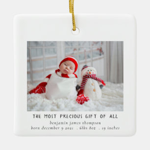 Ornement En Céramique Newborn Photo Birth Christmas Birth Announcement