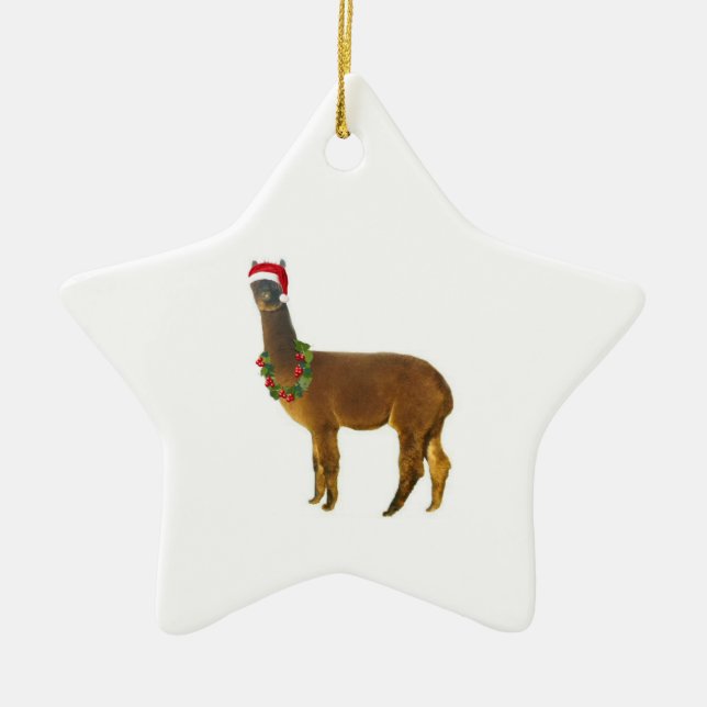 Ornement En Céramique Noël Alpaca (Devant)