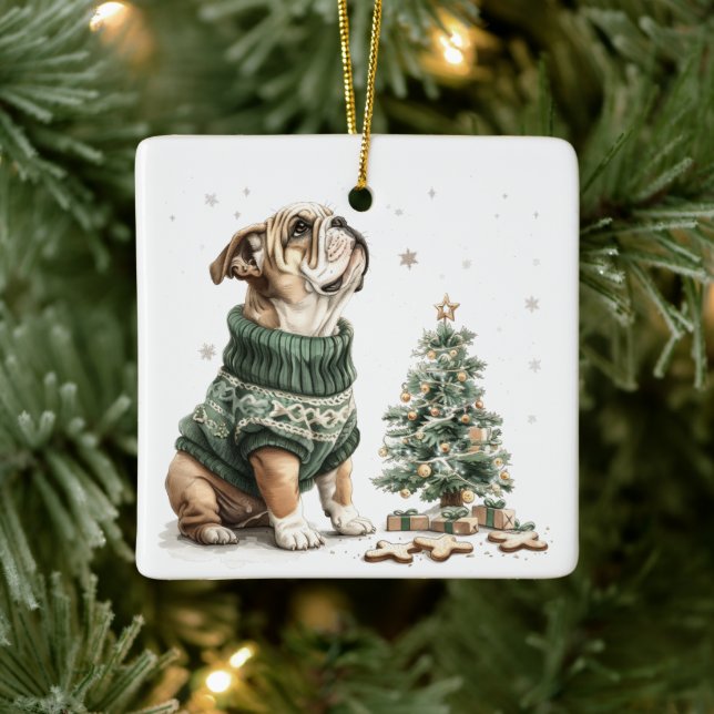 Ornement En Céramique Noël Anglais Chien de Noël Arbre (Arbre)