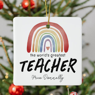 Ornement En Céramique Noël Arc-en-Ciel du Meilleur Professeur au Monde