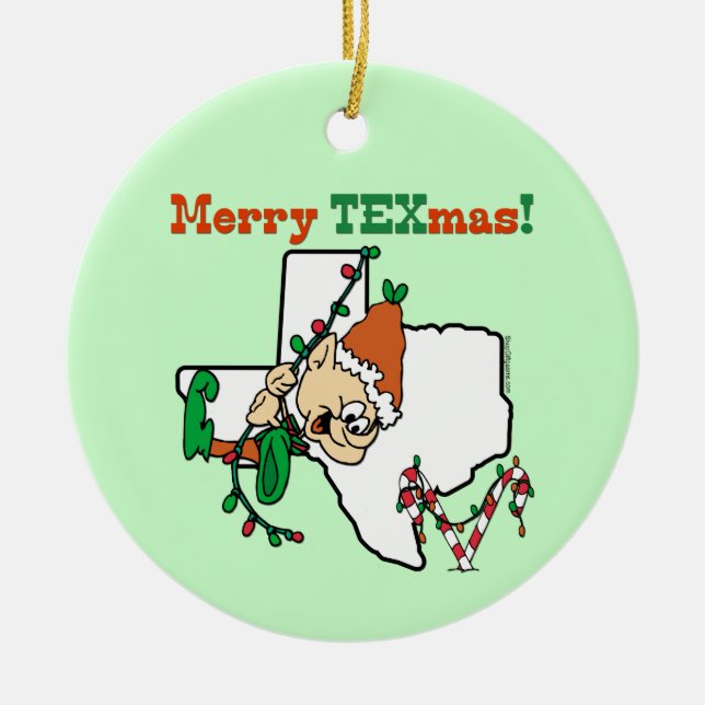Ornement En Céramique Noël au Texas (Devant)