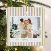 Noël avec bandes beige moderne photo personnalisée