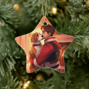 Ornement En Céramique Noël Beagle, Cadeau pour amateur de chien et de po