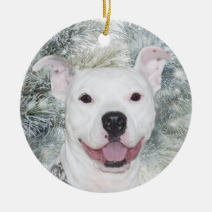 Ornement En Céramique Noël blanc Pitbull