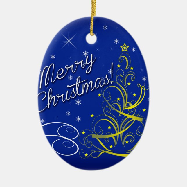Ornement En Céramique Noël bleu (Devant)