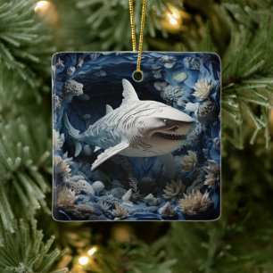 Ornement En Céramique Noël cadeau à Shark Lover