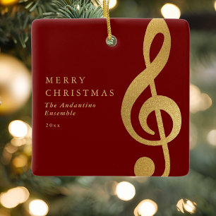 Ornement En Céramique Noël Chœur Musical Clé de Sol Élégant Or