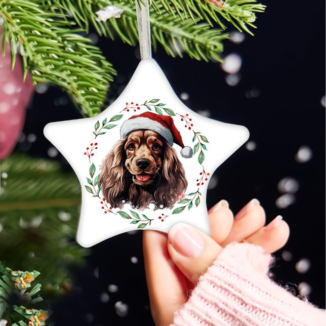 Ornement En Céramique Noël Cocker Spaniel Personnalisé (Créateur téléchargé)