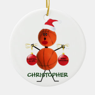 Ornement En Céramique Noël de basket-ball personnalisé