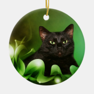 Ornement En Céramique Noël de chat noir