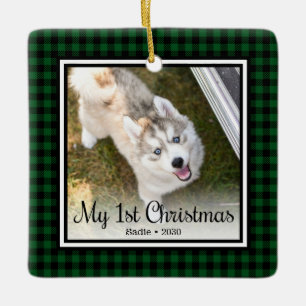 Ornement En Céramique Noël de chiots 1ère année 2 Photo