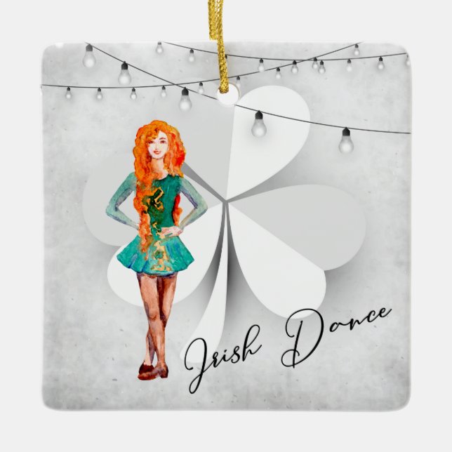 Ornement En Céramique Noël de la danse irlandaise personnalisée (Devant)