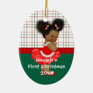 Ornement En Céramique Noël de la fille d'Afro-américain premier