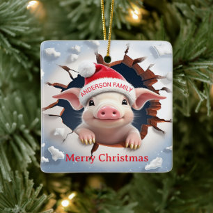 Ornement En Céramique Noël de la puce 3D