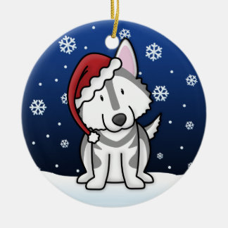 Ornement En Céramique Noël de Malamute d'Alaska de bande dessinée de