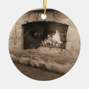 Ornement En Céramique Noël de pays à l'ornement de cabine