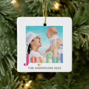 Ornement En Céramique Noël de photo personnalisée joyeuse