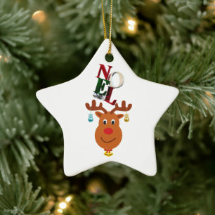 Ornement En Céramique Noel Deer Bells Bauble Rudolf Snowflakes Noël
