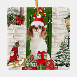 Ornement En Céramique Noël du chien Cavalier King