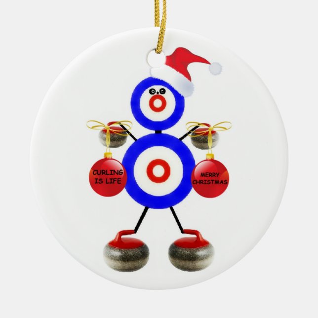 Ornement En Céramique Noël du curling (Devant)