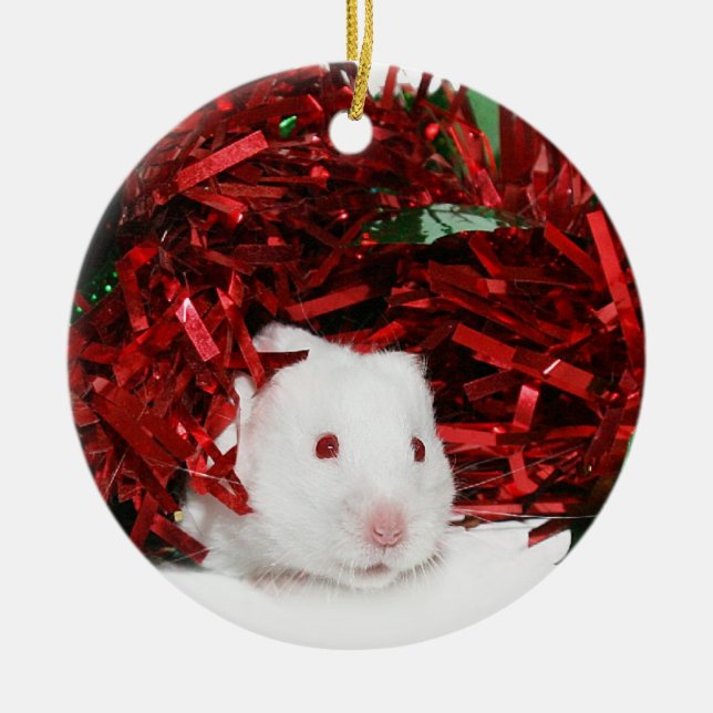 Ornement En Céramique Noël du hamster blanc (Devant)