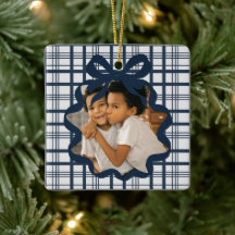 Noël élégant avec nœud et carreaux photo personnal