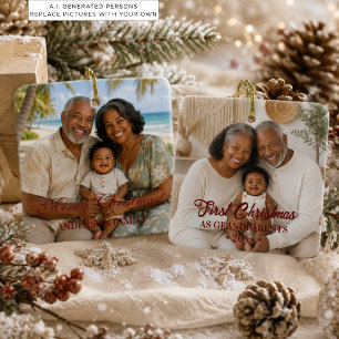 Ornement En Céramique Noël Élégant des Premiers Grands-Parents 2 Photos