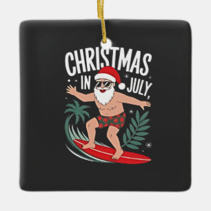 Ornement En Céramique Noël en juillet Funny xmas Noël Santa Plage