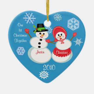 Ornement En Céramique Noël fait sur commande du couple de photo et de
