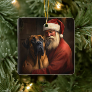 Ornement En Céramique Noël festif Rhodesian Ridgeback Santa Claus