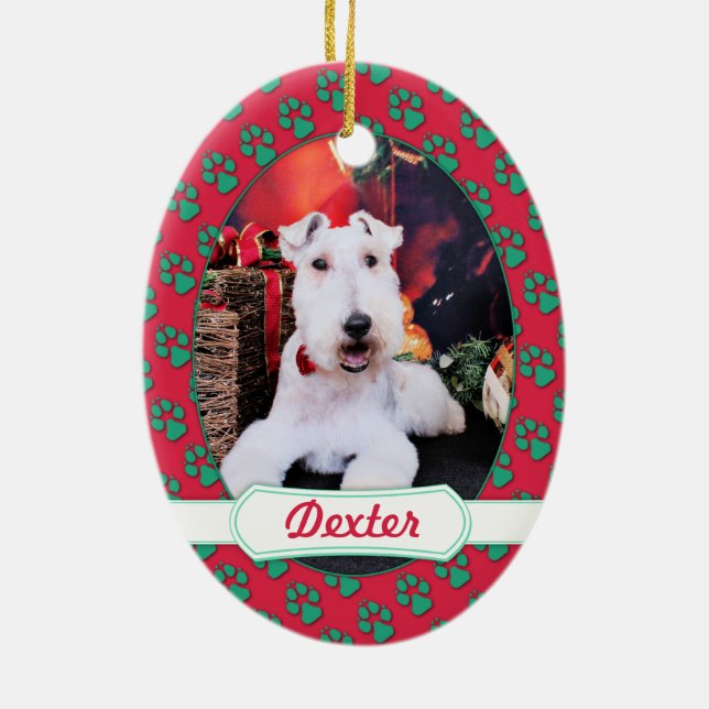 Ornement En Céramique Noël - Fox de fil Terrier - Dexter (Dos)