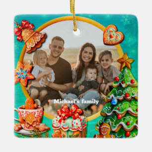 Ornement En Céramique Noël Gingerbread Candy House et Nouvel An Ce