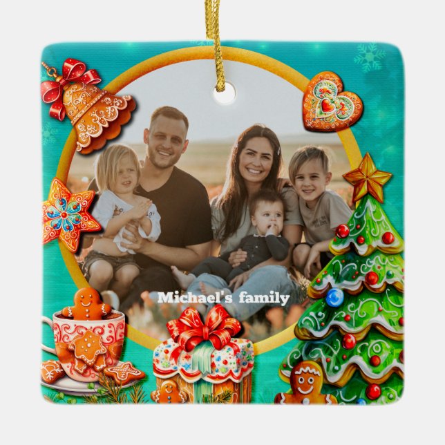 Ornement En Céramique Noël Gingerbread Candy House et Nouvel An Ce (Devant)