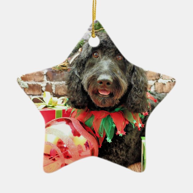 Ornement En Céramique Noël - GoldenDoodle - confiture de perle (Devant)