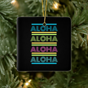 Ornement En Céramique Noël hawaïen moderne coloré ALOHA