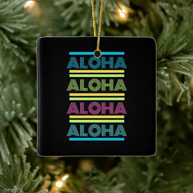 Ornement En Céramique Noël hawaïen moderne coloré ALOHA (Arbre)
