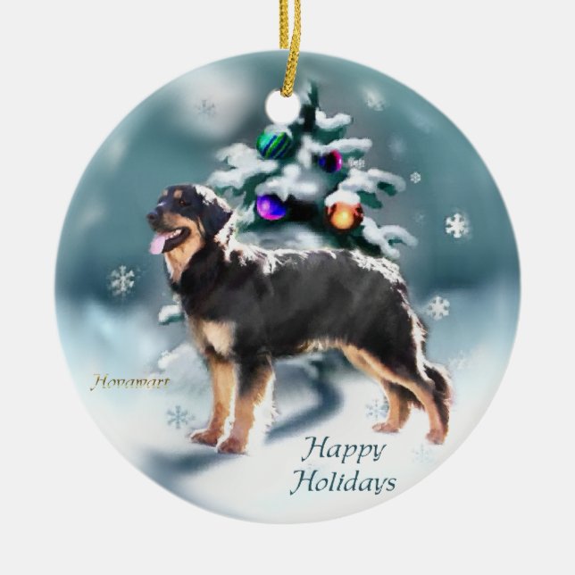 Ornement En Céramique Noël Hovawart (Devant)