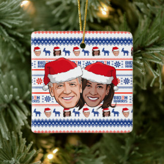 Ornement En Céramique Noël Joe Biden et Kamala Harris