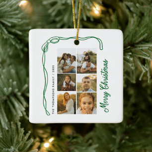 Ornement En Céramique Noël joyeux à la famille avec un nœud 6 Photos