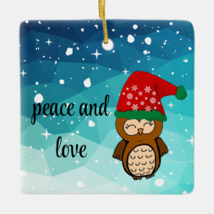 Ornement En Céramique Noël Kawaii Owl Bonheur
