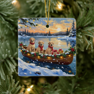 Ornement En Céramique Noël Labrador Retriever Bateau Fêtes