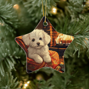 Ornement En Céramique Noël Maltais Unique, Cadeau Pour Amoureux de les c
