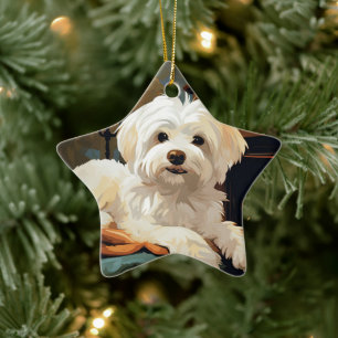 Ornement En Céramique Noël Maltais Unique, Cadeau Pour Amoureux de les c