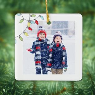 Ornement En Céramique Noël mignon photo couleur chaîne de vacances lumiè