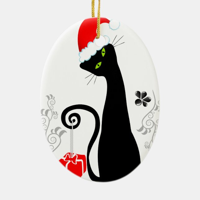 Ornement En Céramique Noël moderne Kitty (Dos)