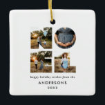 Ornement En Céramique Noel Noël bold moderne 4 photo simple Holiday<br><div class="desc">Amusement coloré Noel Noël typographie 4 photo de vacances design. Les couleurs rouge,  vert,  bleu marine,  noir et rose sont disponibles.</div>