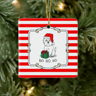 Ornement En Céramique Noël Père Noël West Highland White Terrier Westie